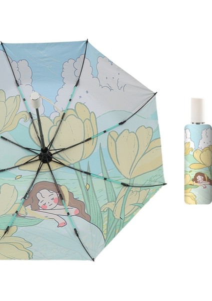 10 Kemikli Tam Otomatik Şemsiye Şemsiye Katlanır Döner Güneşlik (Yurt Dışından)