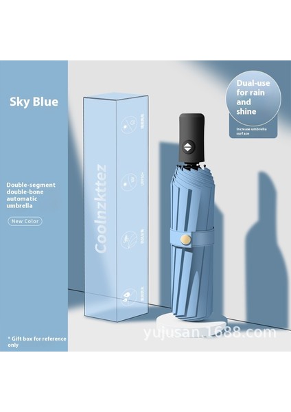 Tam Otomatik Şemsiye Güneşli ve Yağmurlu Çift Kullanımlı Erkek Kadın Güneş Koruyucu Katlanır Şemsiye (Yurt Dışından)