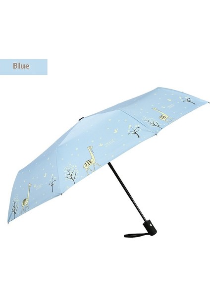 Üç Katlanır Şemsiye Vinil Çift Katmanlı Şemsiye Güneşlik Şemsiye Katlanır Yağmur ve Güneşli Şemsiye (Yurt Dışından)