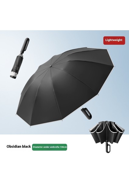 Siyah Kauçuk Çift Katmanlı Şemsiye Güneşlik Şemsiye Katlanır Yağmur ve Güneşli Şemsiye (Yurt Dışından)