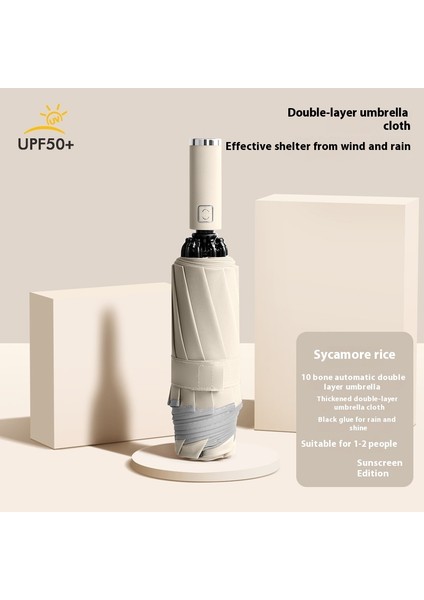 Siyah Kauçuk Çift Katmanlı Şemsiye Güneşlik Şemsiye Katlanır Yağmur ve Güneşli Şemsiye (Yurt Dışından)