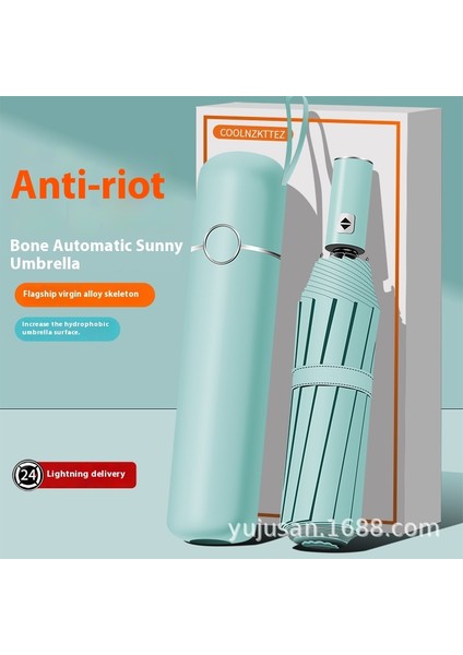 Tam Otomatik Şemsiye Güneşli ve Yağmurlu Çift Kullanımlı Erkek Kadın Güneş Koruyucu Katlanır Şemsiye (Yurt Dışından)
