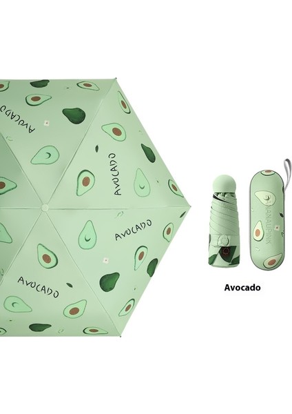 Güneşlik Güneş Şemsiyesi Siyah Kauçuk Altı Kat Güneş Koruyucu Şemsiye Taşınabilir Cep Şemsiyesi (Yurt Dışından)