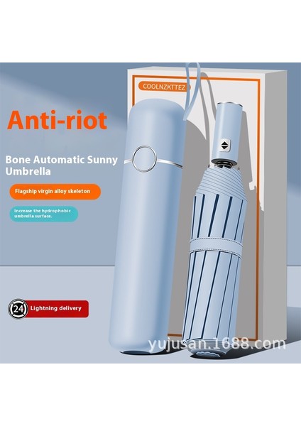 Tam Otomatik Şemsiye Güneşli ve Yağmurlu Çift Kullanımlı Erkek Kadın Güneş Koruyucu Katlanır Şemsiye (Yurt Dışından)