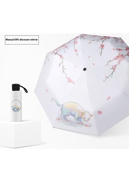 Üç Katlanır Şemsiye Vinil Çift Katmanlı Şemsiye Güneşlik Şemsiye Katlanır Yağmur ve Güneşli Şemsiye (Yurt Dışından)