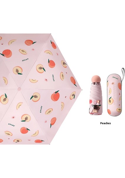 Güneşlik Güneş Şemsiyesi Siyah Kauçuk Altı Kat Güneş Koruyucu Şemsiye Taşınabilir Cep Şemsiyesi (Yurt Dışından)