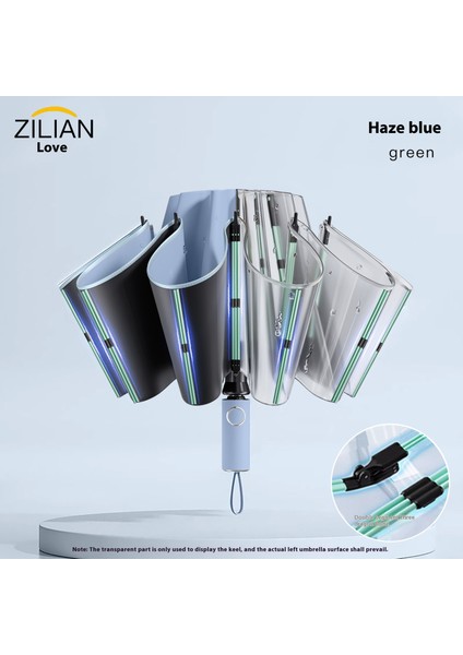 Tam Otomatik Ters Yağmur ve Parlaklık LED Fener Güneş Güneş Koruyucu Şemsiye (Yurt Dışından)