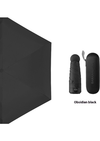 Güneşlik Güneş Şemsiyesi Siyah Kauçuk Altı Kat Güneş Koruyucu Şemsiye Taşınabilir Cep Şemsiyesi (Yurt Dışından)