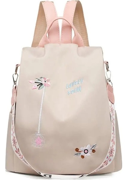 Su Geçirmez Oxford Kadınlar Sırt Çantası Moda Hırsızlık Karşıtı Okul Çantası Nakış Tasarımcısı Kadın Büyük Kapasiteli Seyahat Omuz Handbagcolor: Pembe (Yurt Dışından)