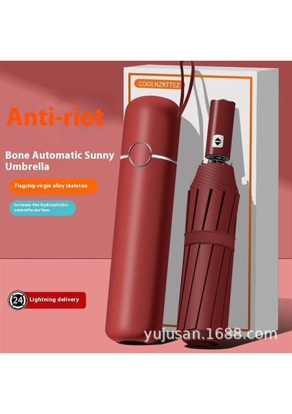 Tam Otomatik Şemsiye Genişletilmiş Güçlendirilmiş Güneş Şemsiyesi Güneşli Yağmur Ultraviyole Işın (Yurt Dışından)