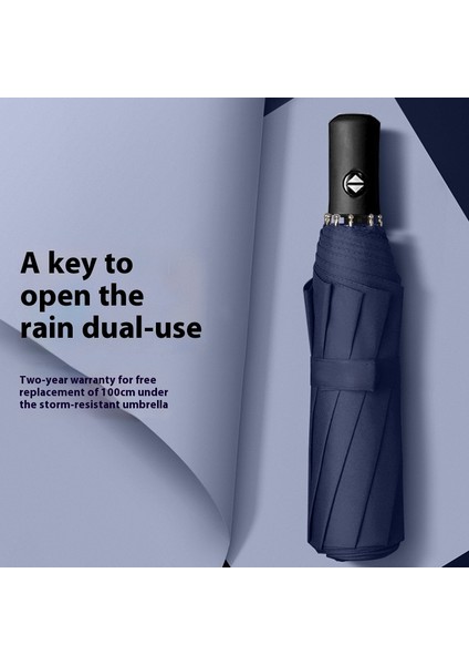 Tam Otomatik Şemsiye 24 Kemikli Büyük Ters Şemsiye Güneşli Yağmur Gölgesi Güneş Kremi Uv Koruması (Yurt Dışından)