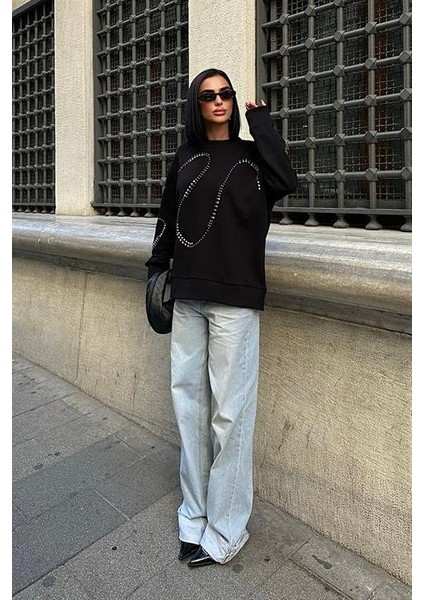 Gümüş Taşlı Sweatshirt 8052