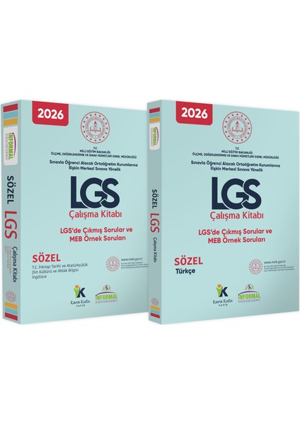 2026 8.sınıf Lgs Meb Örnek Soruları Sözel Çalışma 2li Kitap Seti Renkli Baskı A4 Ebat Güncel