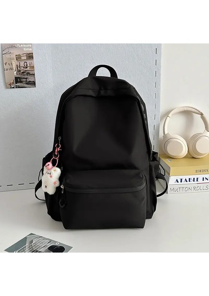 Öğrenciler Okul Çantası Ders Çantası Büyük Kapasiteli Sırt Çantası Su Geçirmez Açık Seyahat Sırt Çantası Tote Hediyesi: Siyah (Yurt Dışından)