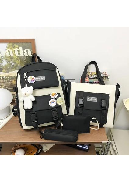 Teen School Sırt Çantası-Büyük Kapasiteli Açık Hava Seyahat Çantası, Ayarlanabilir Kayış Tankolorlu Basit 4 Parçalı Çok Yönlü Sırt Çantası: Mor (Yurt Dışından)