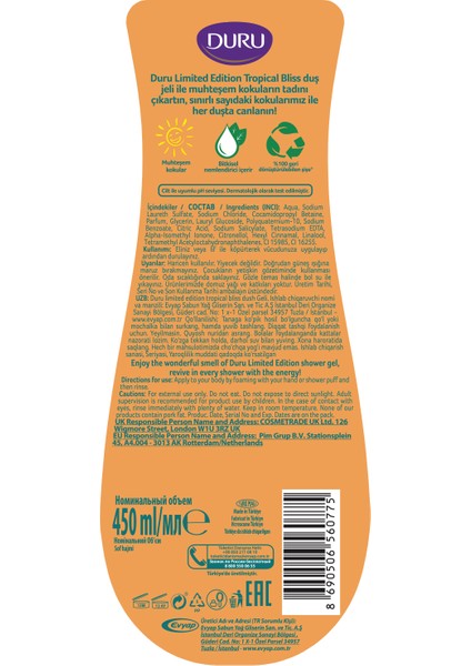 Limited Edition Tropical Bliss Duş Jeli 3x450 ml