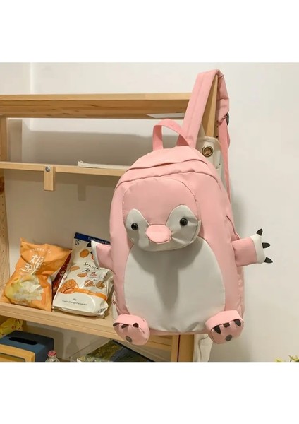 Özelleştirilmiş Koreli Sürüm Büyük Kapasite Basit Sırt Çantası Kişiselleştirilmiş Nakış Sevimli Penguen Koleji Öğrenci Sırt Çantası Renk: Pembe/boyut: Gerek Yok Özel (Yurt Dışından)