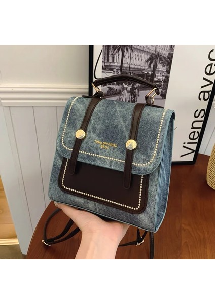 Koreli Tarzda Retro, Büyük Kapasiteli, Gidip Gelme ve Boş Zaman Için Şık Bir Sırt Çantası, Çapraz Olarak Çaprazlanabilen: Mavi (Yurt Dışından)