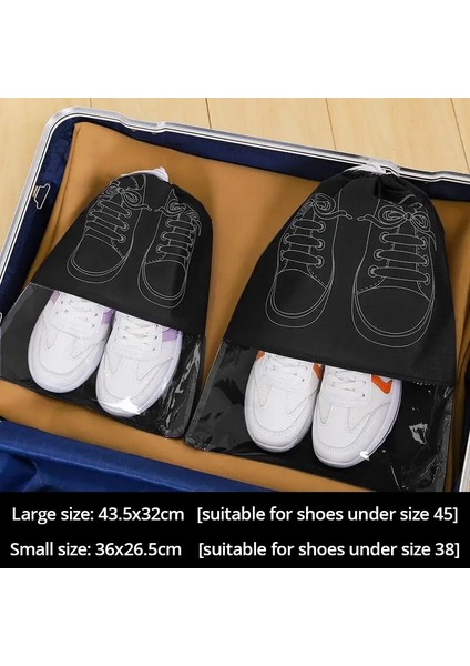 5pcs/set Ayakkabı Depolama Torbası Kalınlaşmış Dokuma Olmayan Kumaş Kayış Ağızlı Büyük Kapasiteli Seyahat Su Geçirmez Ayakkabı Torbası Nem Geçirmez: 36X26.5CM/RENK: Siyah 5pcs (Yurt Dışından)