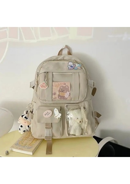 Sevimli Kadınlar Sırt Çantaları Su Geçirmez Çok Cepli Naylon Okul Sırt Çantası Öğrenci Kadın Kızlar Kawaii Dizüstü Bilgisayar Paketi Mochilascolor: Bej ile Tüm Oyuncaklar (Yurt Dışından)