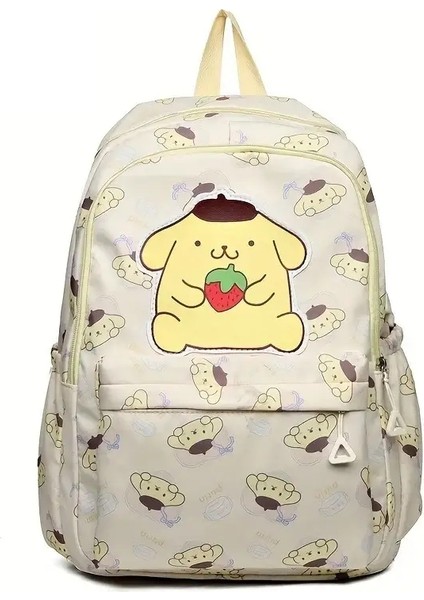 Hello Kitty Sanrio Büyük Kapasiteli Öğrenci Sırt Çantası, Kuromi Melody Cinnamoroll Karikatür Anime Naylon Schoolbag, Sevimli Sırp Çakası Renk: Pompompurin (Yurt Dışından)
