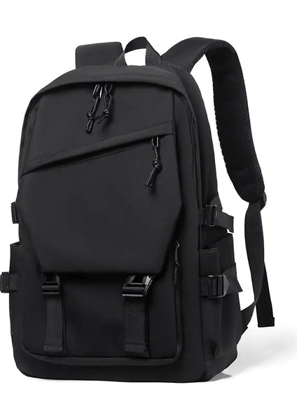 Bir 15 Inç Polyester Su Geçirmez Düz Renk Basit Erkek Sırt Çantası Moda Çift Öğrenci Bilgisayar Backpackcolor: Siyah/boyut: 15 Inç (Yurt Dışından)