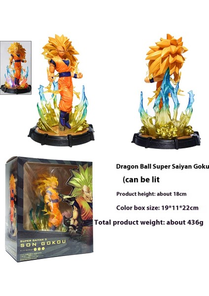 Yedi Dragon Ball Saiyan Goku Akını Oyun El-Do Modeli Süsler Heykel Hediye Işık Yayan Olabilir (Yurt Dışından)