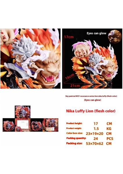 Hırsızlar Kralı Aslan Nica Luffy Dört Ateş Dişlisi Luffy El Kuklası Modeli Süs Heykeli Hediye Gözleri Yanabilir (Yurt Dışından)
