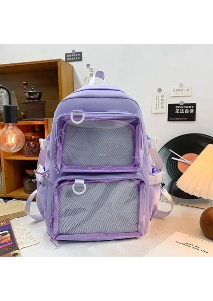 Japon Kawaii Itabag Kadınlar Yeni 2024 Şeffaf Sırt Çantası Kadınlar Büyük Kapasite Ita Backpack Okul Çantaları Üniversite Öğrencisi Jk Renk: Mor (Yurt Dışından)
