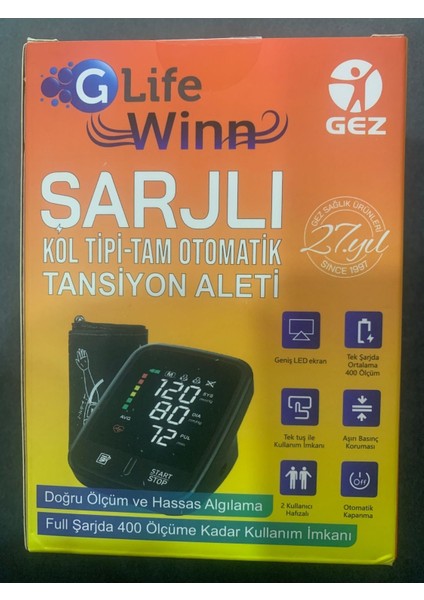 G Life Winn Şarjlı Koldan Ölçer Tam Otomatik Tansiyon Aleti
