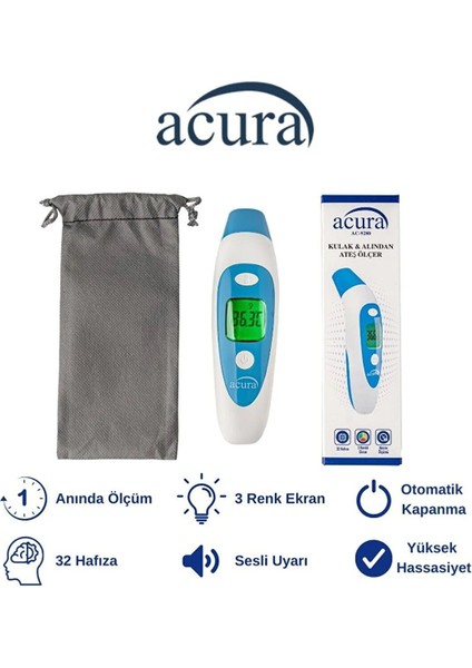 AC-9080 Koldan Ölçer Tansiyon Aleti + Çanta+Pil Hediyeli AC-9280 Kulaktan & Alından Ateş Ölçer modelleri