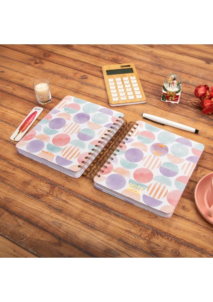 16,5X20 cm Ay Dede Sert Kapak Noktalı Tarihsiz Spiralli Defter