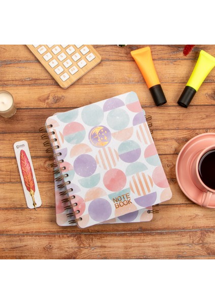 16,5X20 cm Ay Dede Sert Kapak Noktalı Tarihsiz Spiralli Defter