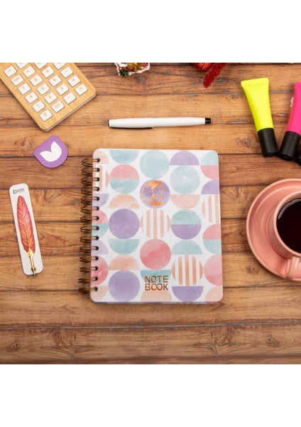 16,5X20 cm Ay Dede Sert Kapak Noktalı Tarihsiz Spiralli Defter