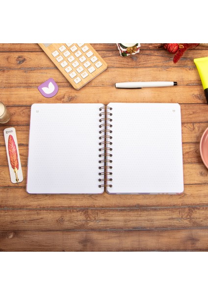 16,5X20 cm Ay Dede Sert Kapak Noktalı Tarihsiz Spiralli Defter