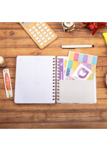 16,5X20 cm Ay Dede Sert Kapak Noktalı Tarihsiz Spiralli Defter