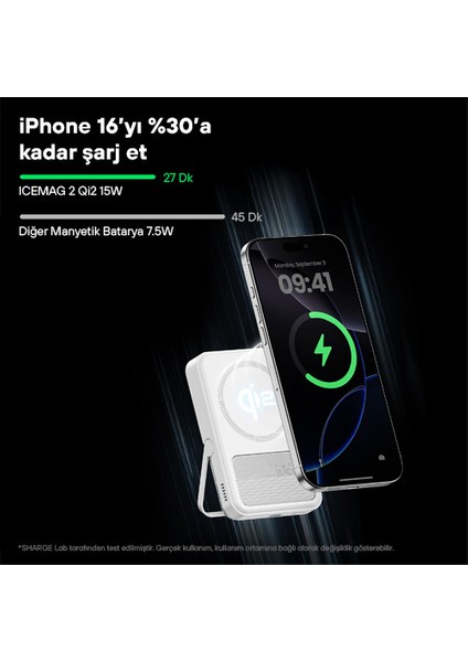 Icemag 2 - Magsafe Destekli Kablosuz Hızlı Powerbank - Beyaz