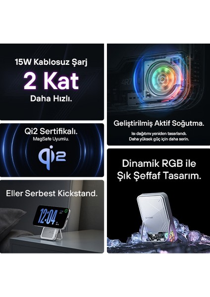 Icemag 2 - Magsafe Destekli Kablosuz Hızlı Powerbank - Beyaz