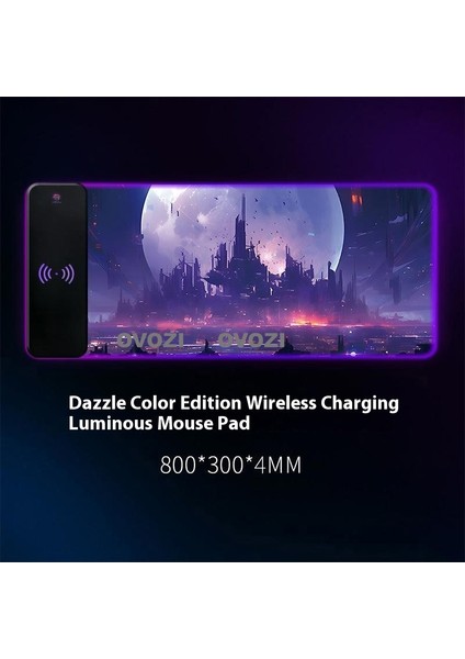 Ovozı Rgb Çok Fonksiyonlu 80×30CM Ekstra Büyük Fare ve Klavye Pedi Kablosuz Şarj 15W Hızlı Şarj (Yurt Dışından)