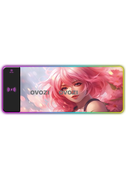 Ovozı Rgb Çok Fonksiyonlu 90×30CM Ekstra Büyük Fare ve Klavye Pedi Kablosuz Şarj 15W Hızlı Şarj (Yurt Dışından)