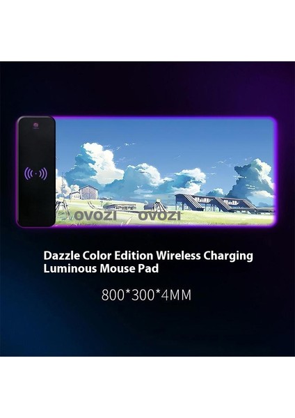 Ovozı Rgb Çok Fonksiyonlu 80×30CM Ekstra Büyük Fare ve Klavye Pedi Kablosuz Şarj 15W Hızlı Şarj (Yurt Dışından)