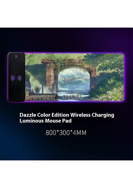 Ovozı Rgb Çok Fonksiyonlu 80×30CM Ekstra Büyük Fare ve Klavye Pedi Kablosuz Şarj 15W Hızlı Şarj (Yurt Dışından)
