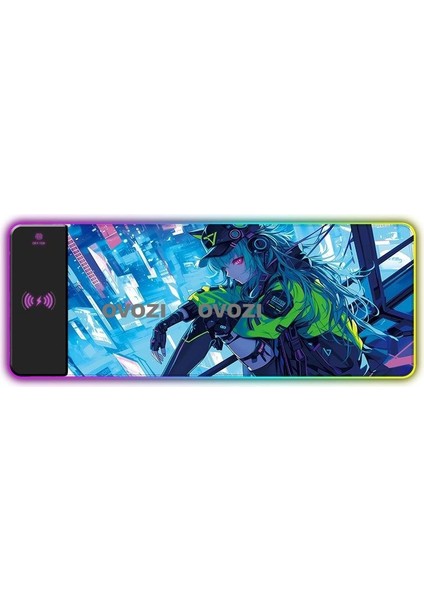 Ovozı Rgb Çok Fonksiyonlu 80×30CM Ekstra Büyük Fare ve Klavye Pedi Kablosuz Şarj 15W Hızlı Şarj (Yurt Dışından)