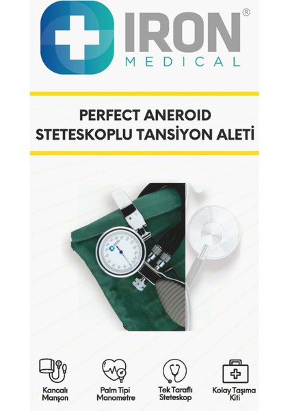 MC30D Steteskoplu Kancalı Perfect Aneroid Mekanik Manuel Tansiyon Aleti Büyük Göstergeli