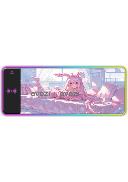 Ovozı Rgb Çok Fonksiyonlu 90×30CM Ekstra Büyük Fare ve Klavye Pedi Kablosuz Şarj 15W Hızlı Şarj (Yurt Dışından)