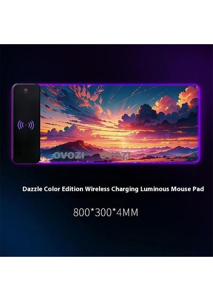 Ovozı Rgb Çok Fonksiyonlu 80×30CM Ekstra Büyük Fare ve Klavye Pedi Kablosuz Şarj 15W Hızlı Şarj (Yurt Dışından)