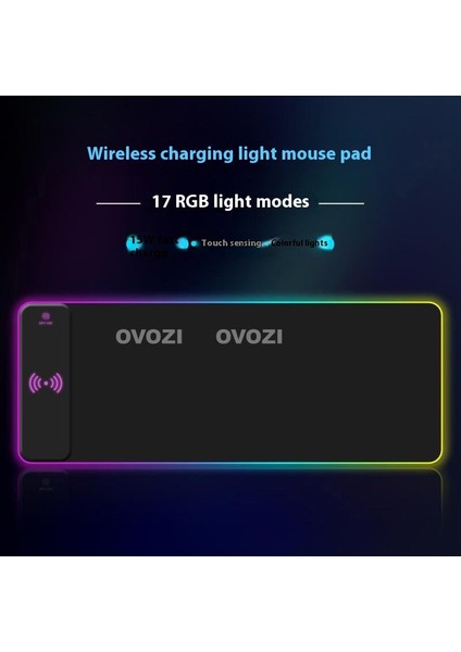 Ovozı Rgb Çok Fonksiyonlu 80×30CM Ekstra Büyük Fare ve Klavye Pedi Kablosuz Şarj 15W Hızlı Şarj (Yurt Dışından)
