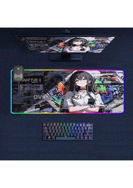 Ovozı Rgb Çok Fonksiyonlu 60×30CM Ekstra Büyük Fare ve Klavye Pedi Kablosuz Şarj 15W Hızlı Şarj (Yurt Dışından)