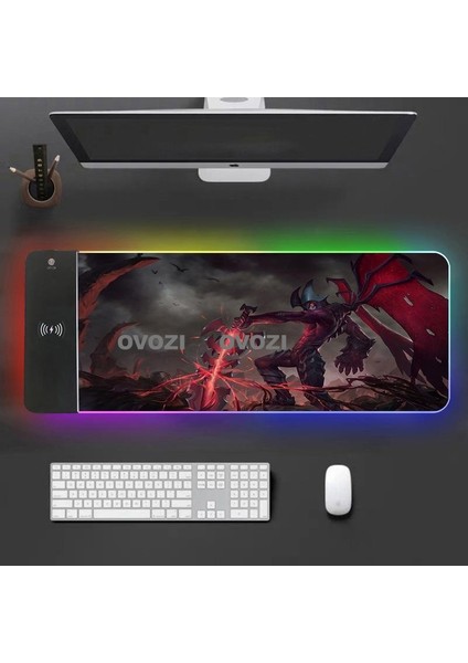 Ovozı Rgb Çok Fonksiyonlu 80×30CM Ekstra Büyük Fare ve Klavye Pedi Kablosuz Şarj 15W Hızlı Şarj (Yurt Dışından)