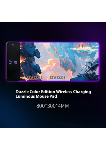 Ovozı Rgb Çok Fonksiyonlu 90×30CM Ekstra Büyük Fare ve Klavye Pedi Kablosuz Şarj 15W Hızlı Şarj (Yurt Dışından)